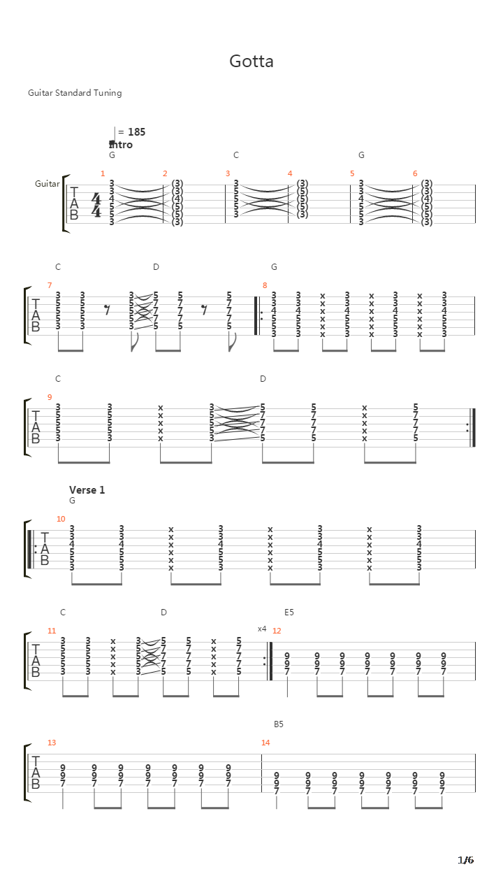 Gotta吉他谱