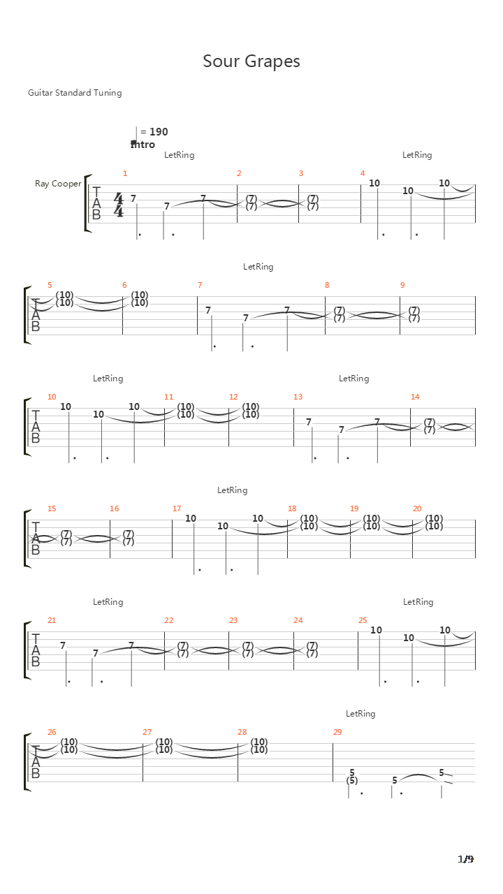 Sour Grapes吉他谱