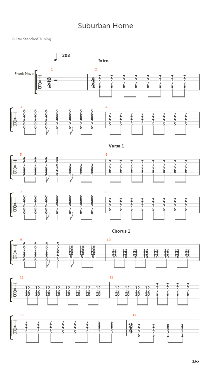 Suburban Home吉他谱