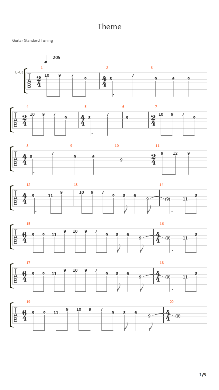 Theme吉他谱