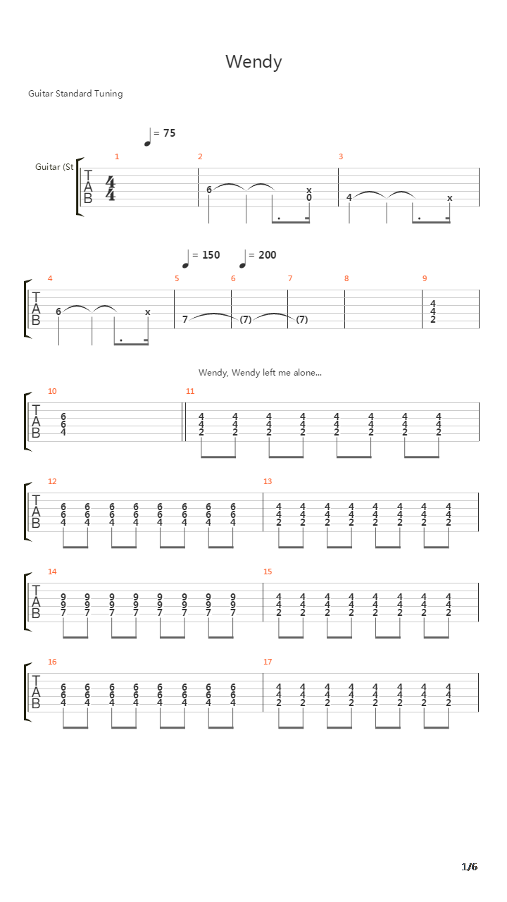 Wendy吉他谱
