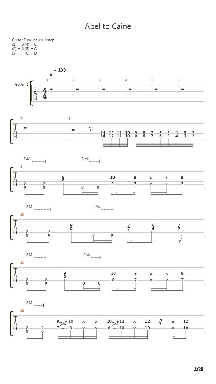Abel To Cain吉他谱