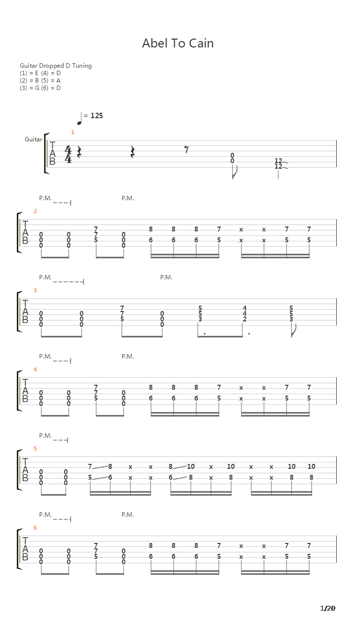 Abel To Cain吉他谱