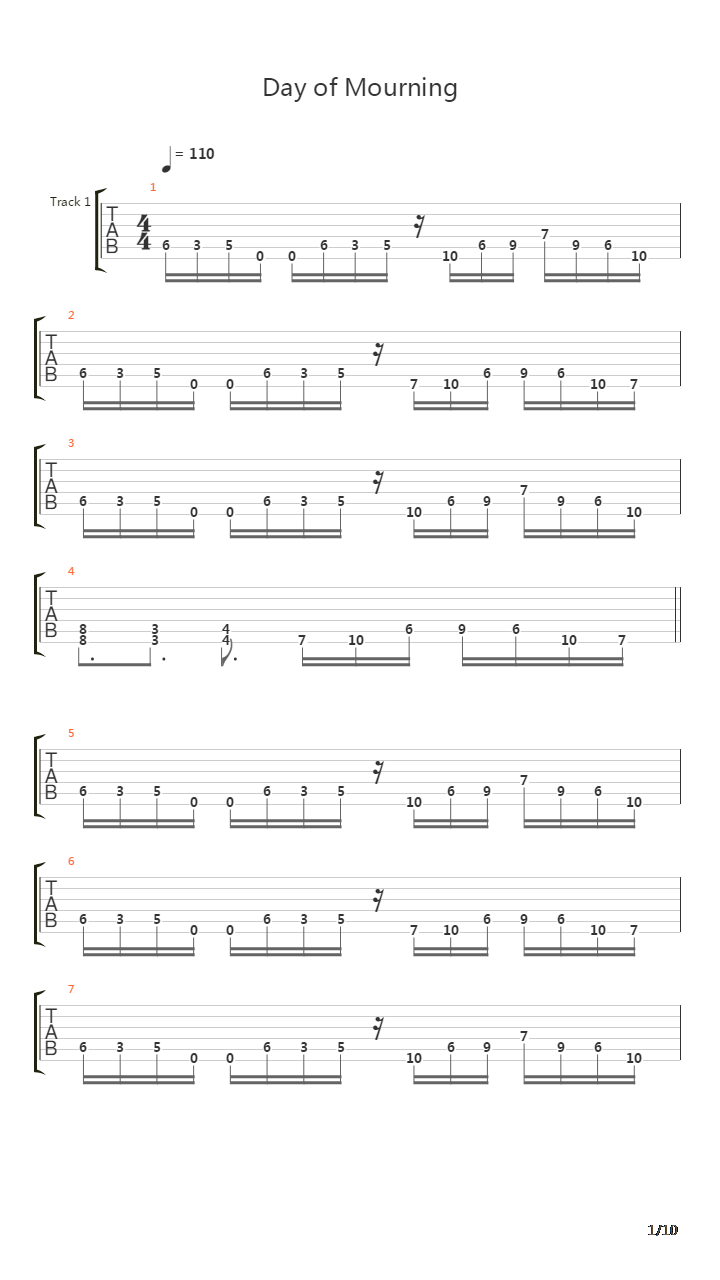 Day Of Mourning吉他谱