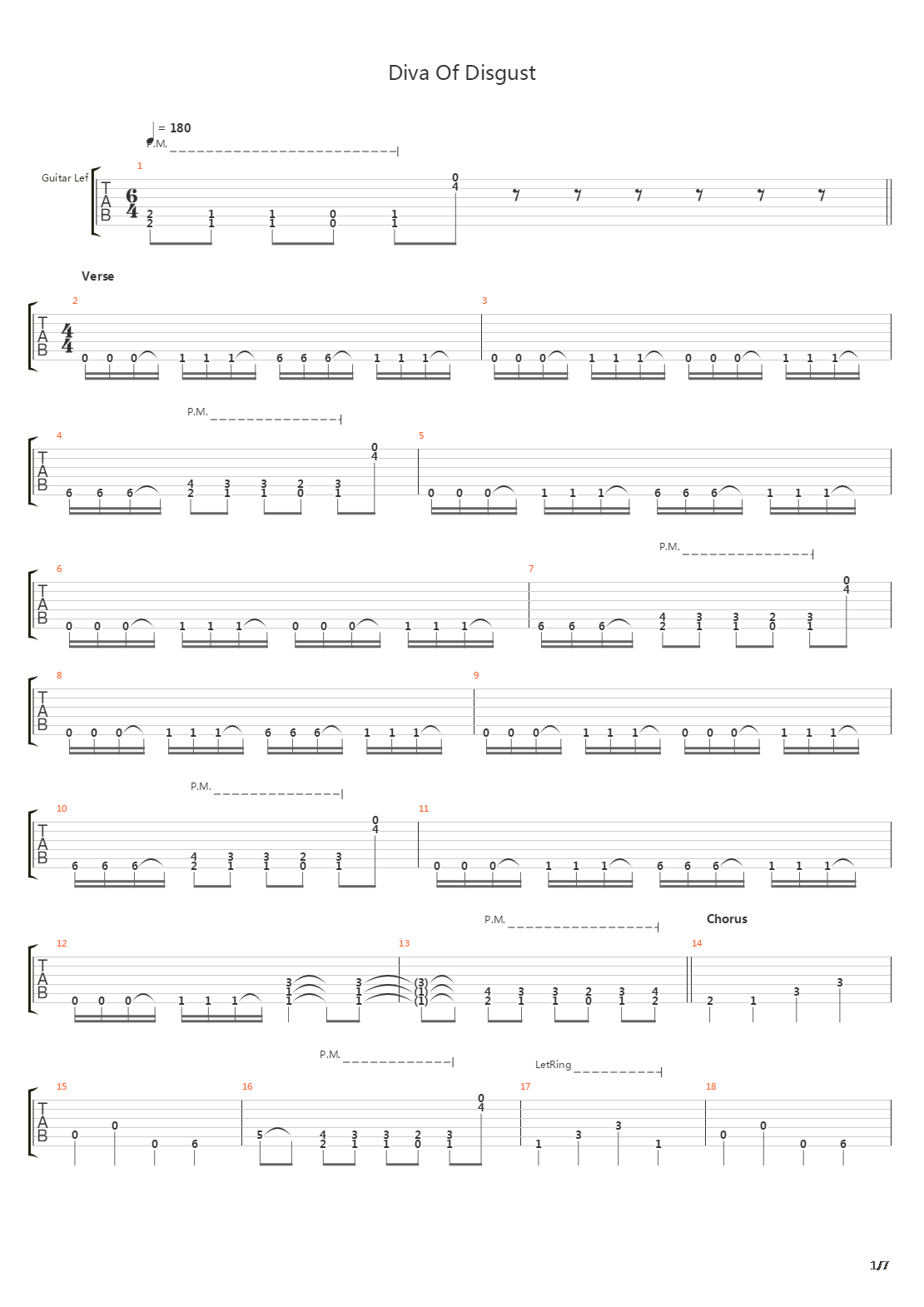 Diva Of Disgust吉他谱