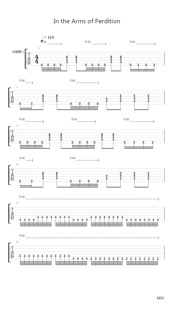 In The Arms Of Perdition吉他谱