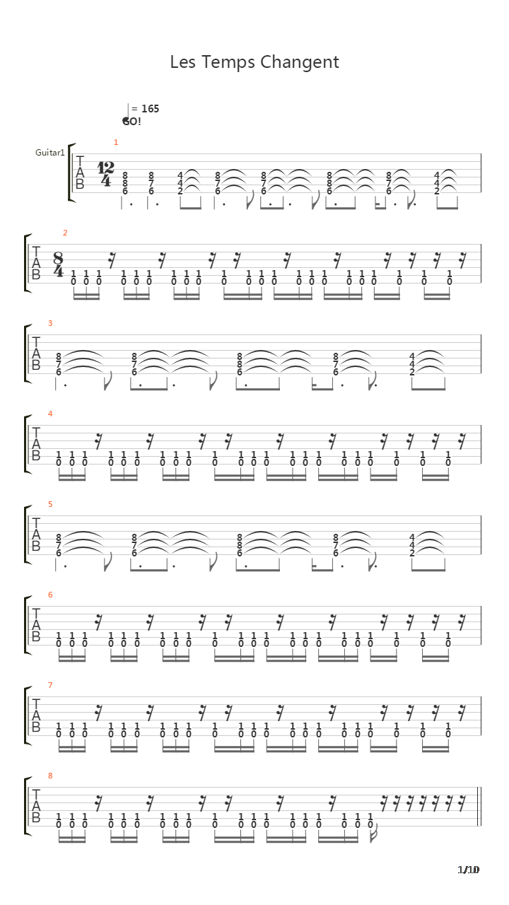 Les Temps Changent吉他谱