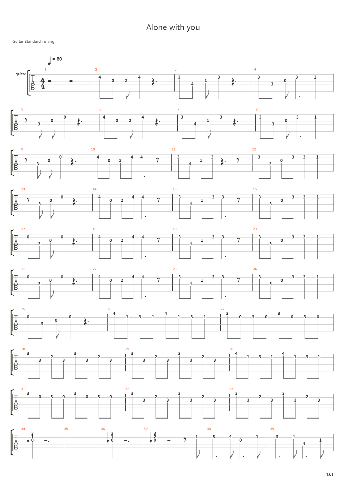 Alone With You吉他谱