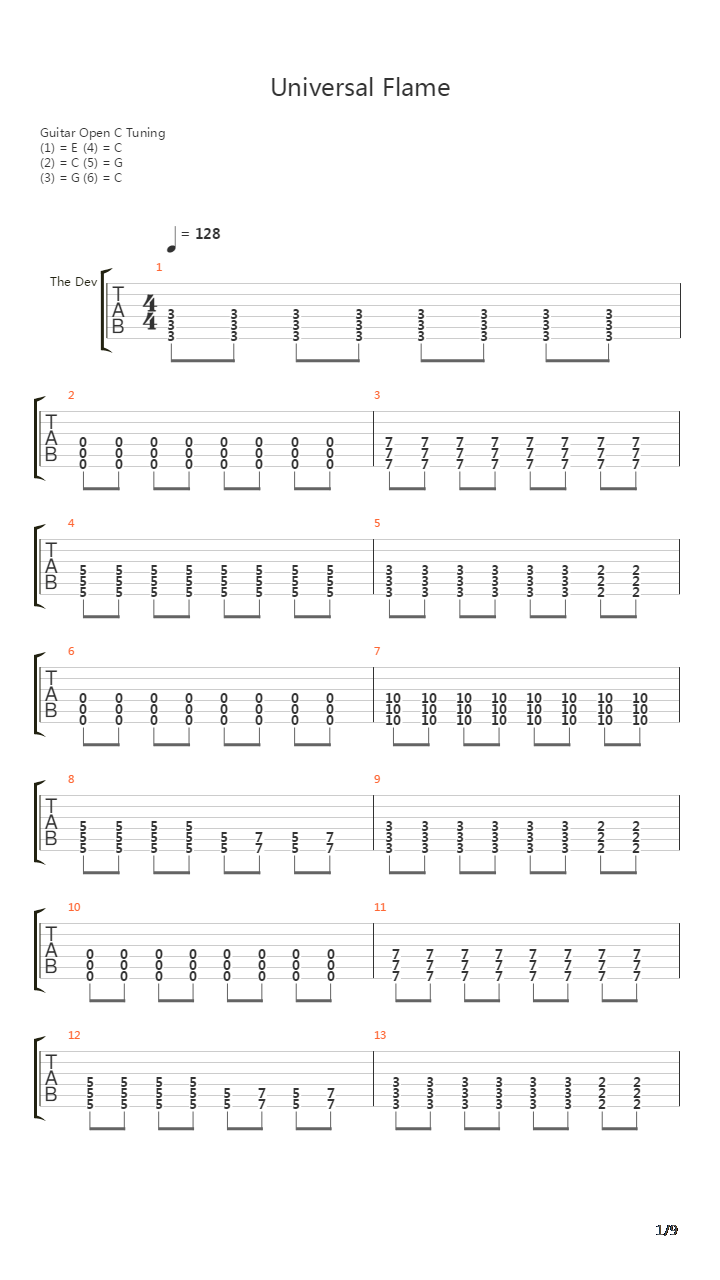 Universal Flame吉他谱