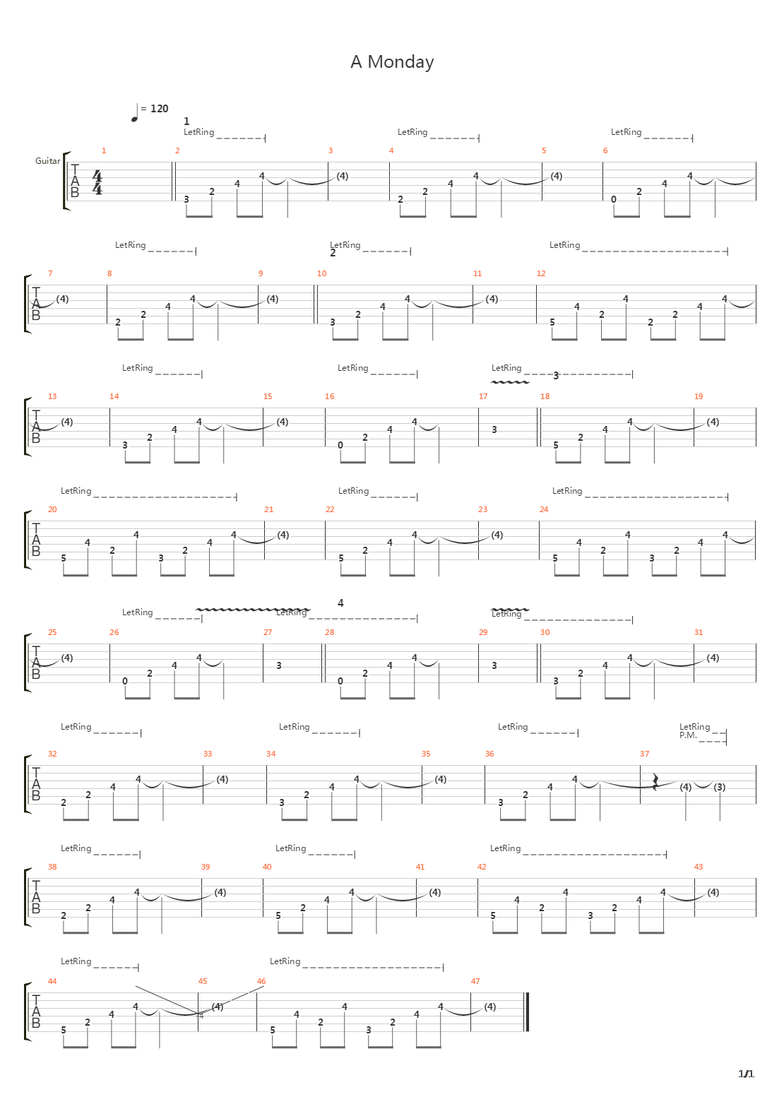 A Monday吉他谱