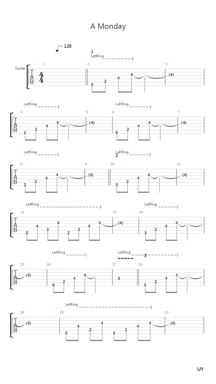 A Monday吉他谱
