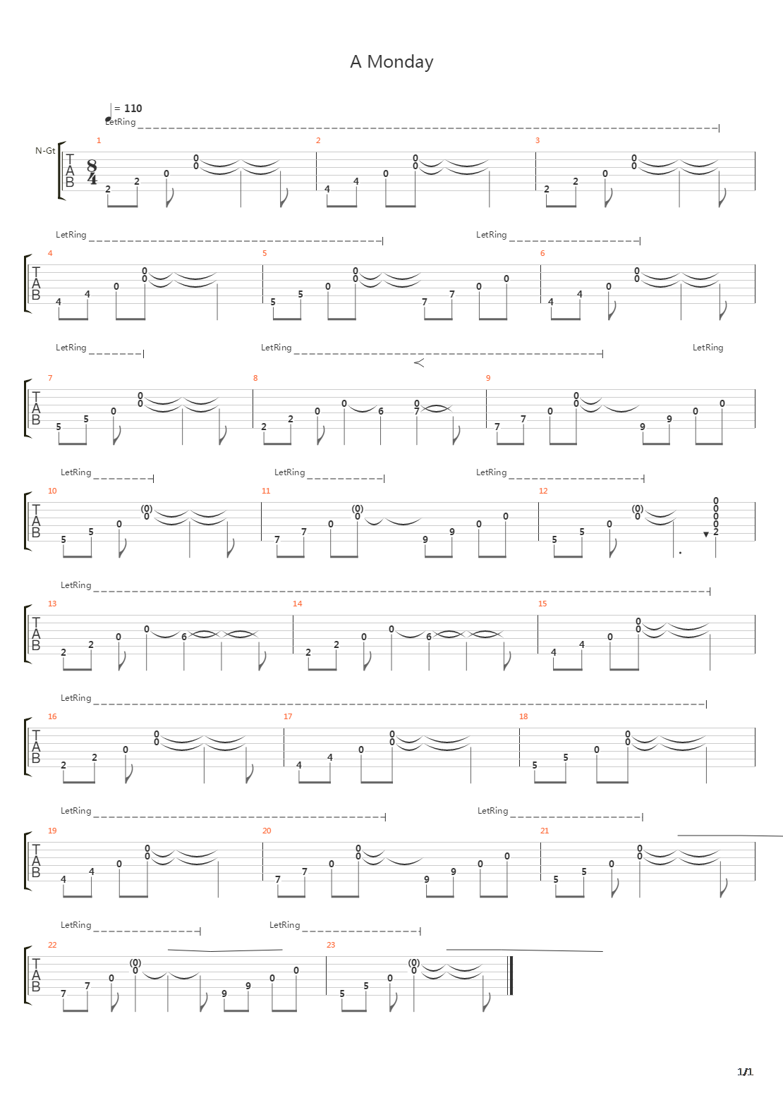 A Monday吉他谱