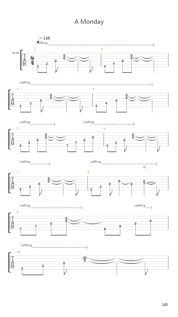 A Monday吉他谱