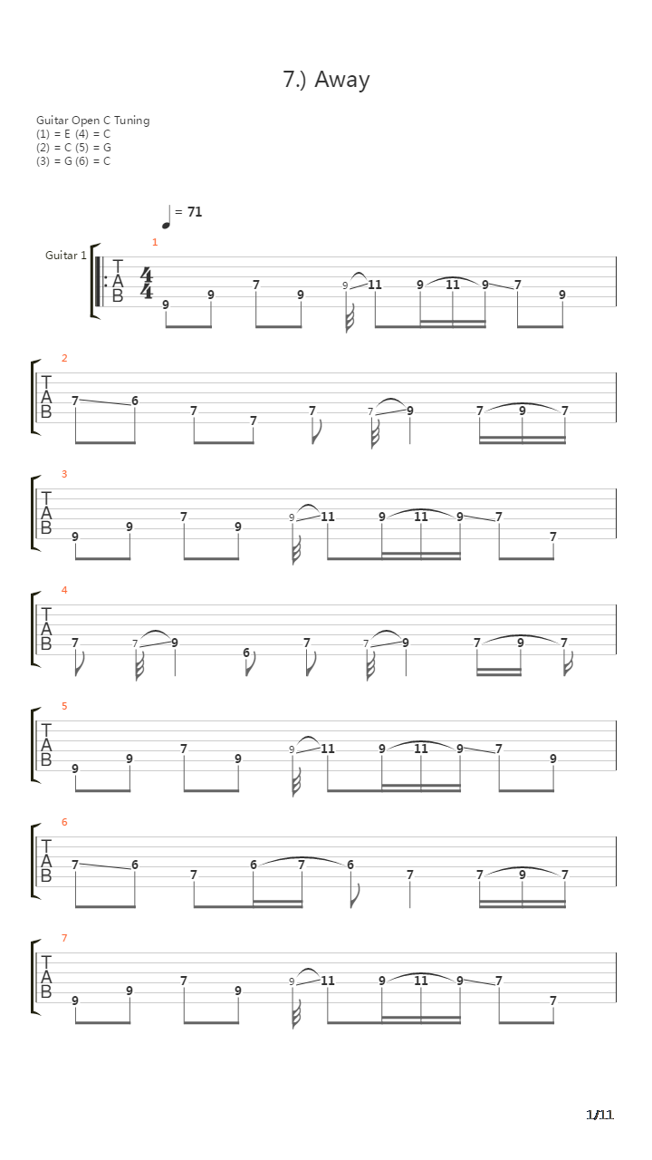 Away吉他谱