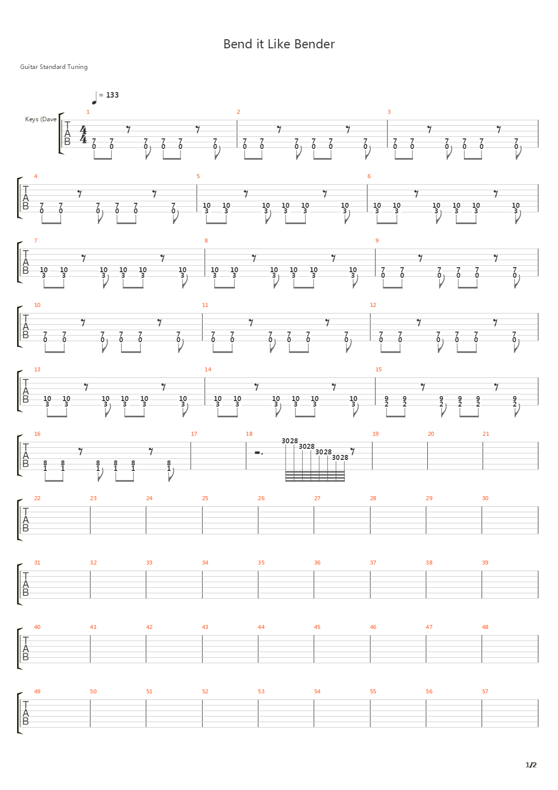 Bend It Like Bender吉他谱