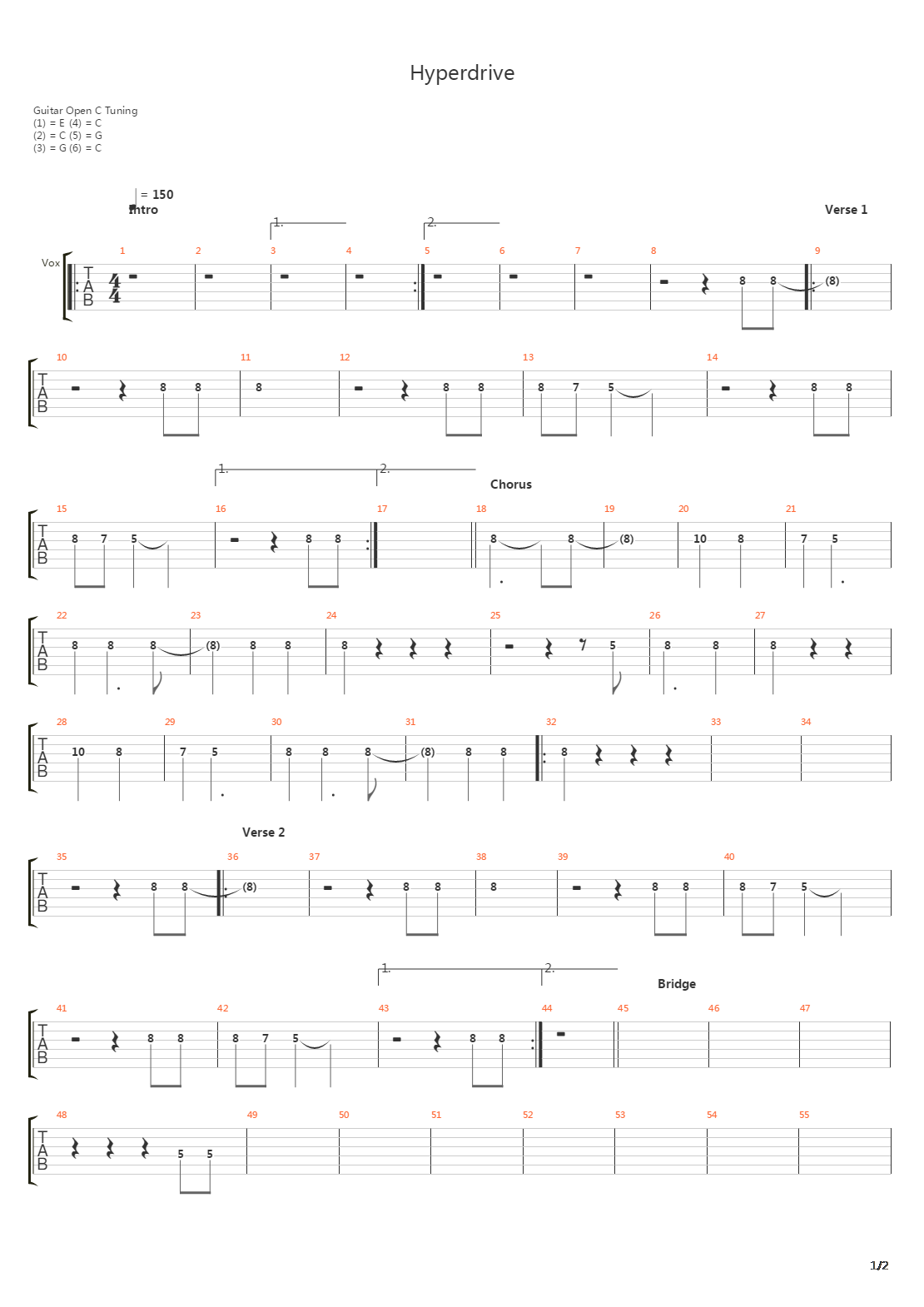 Hyperdrive吉他谱