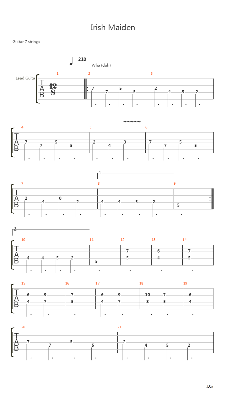 Irish Maiden吉他谱