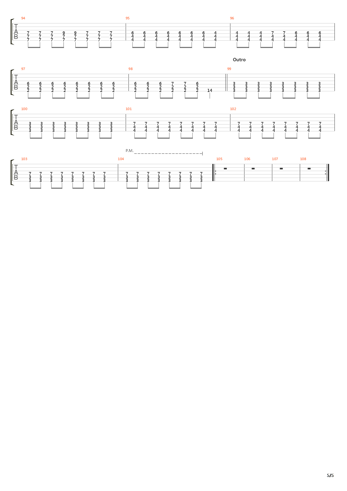 Numbered吉他谱