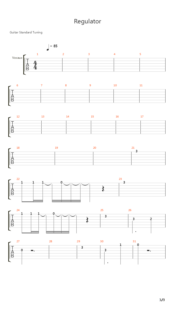 Regulator吉他谱
