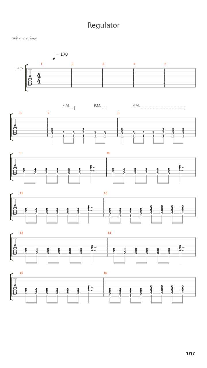 Regulator吉他谱