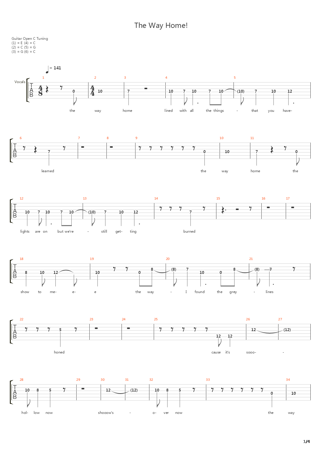 The Way Home吉他谱