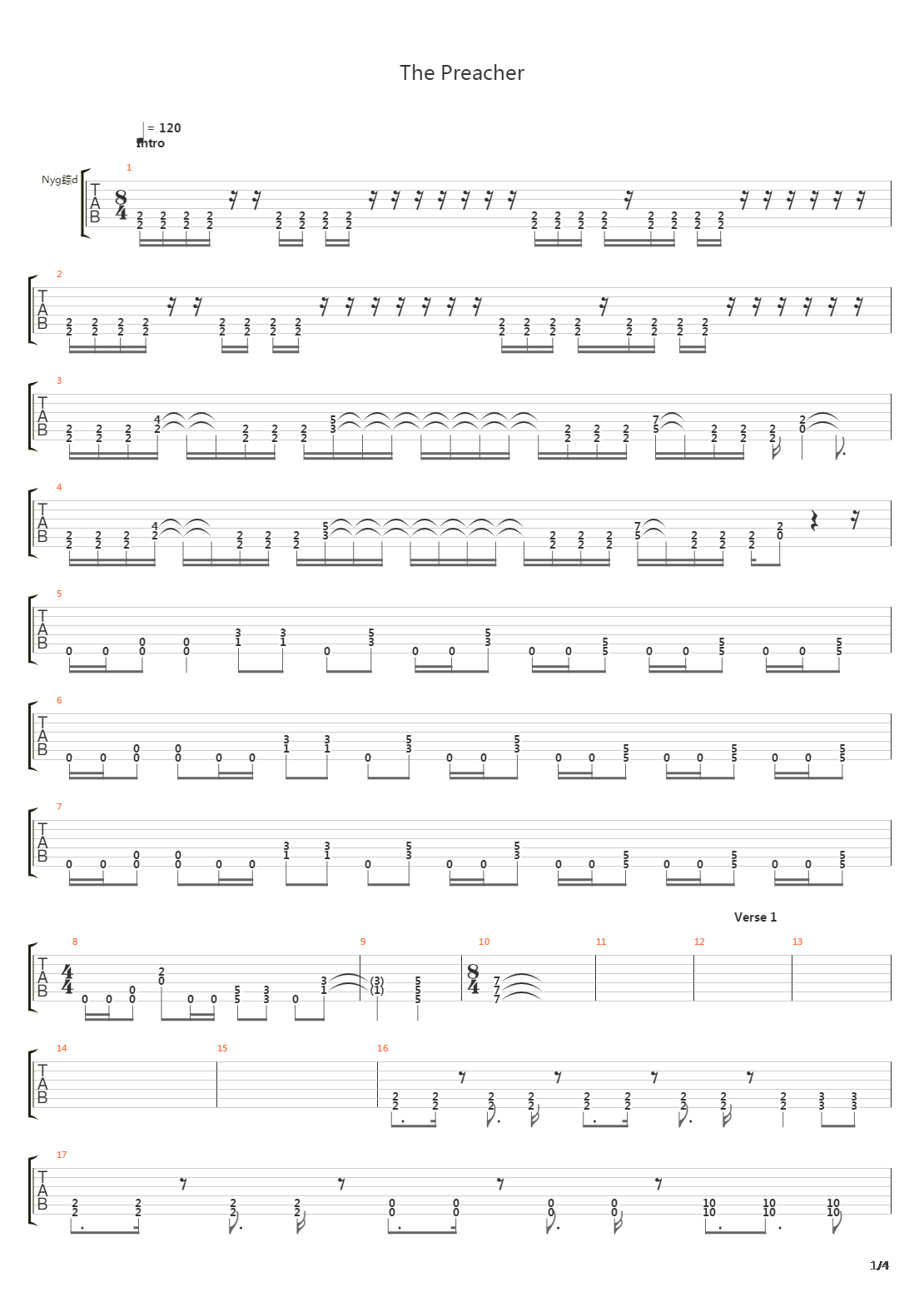 The Preacher吉他谱