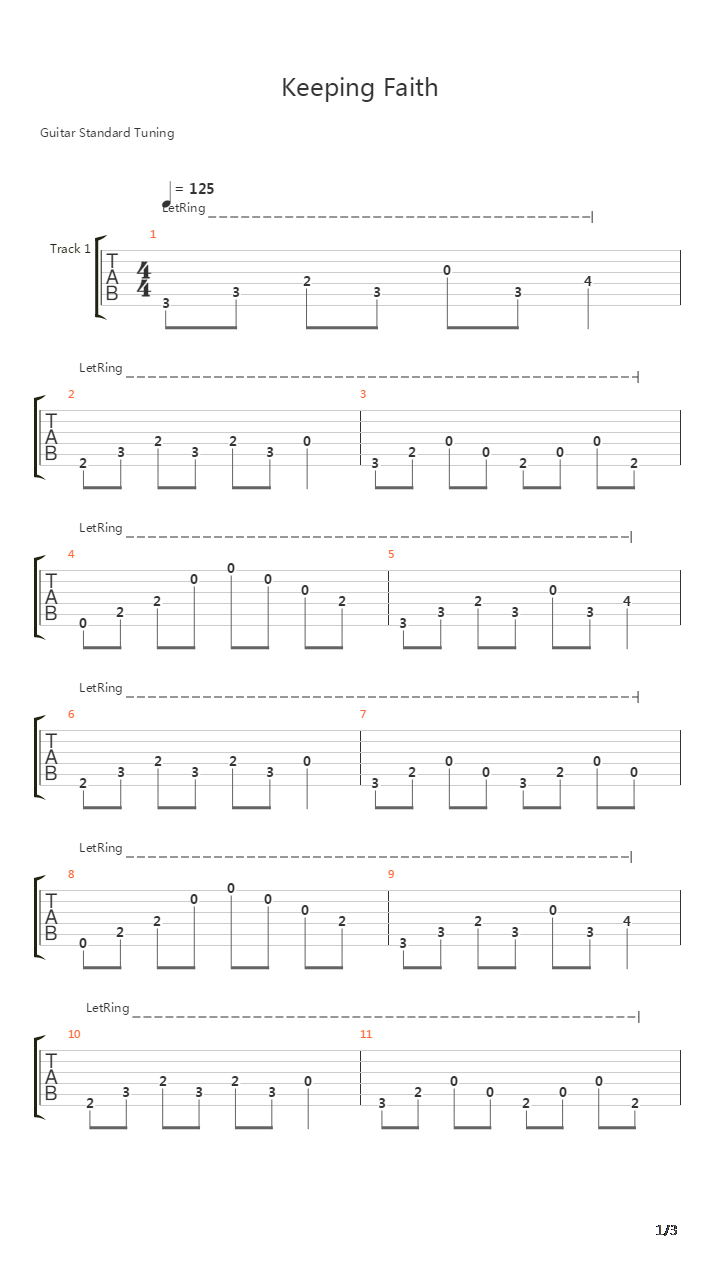 9th Movement - Keeping Faith吉他谱