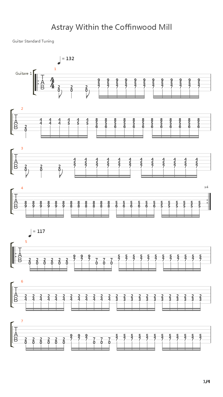 Astray Within The Coffinwood Mill吉他谱
