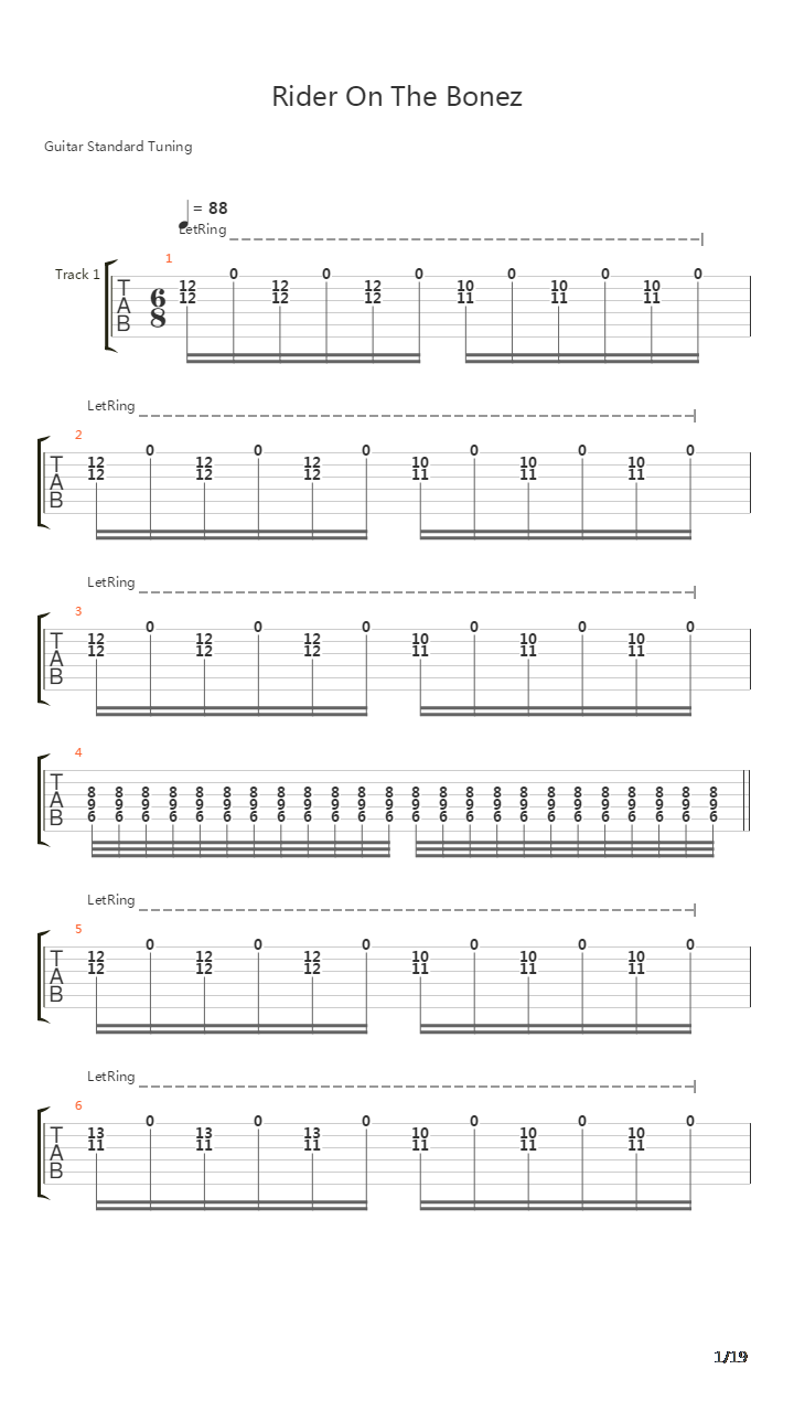 Rider On The Bonez吉他谱