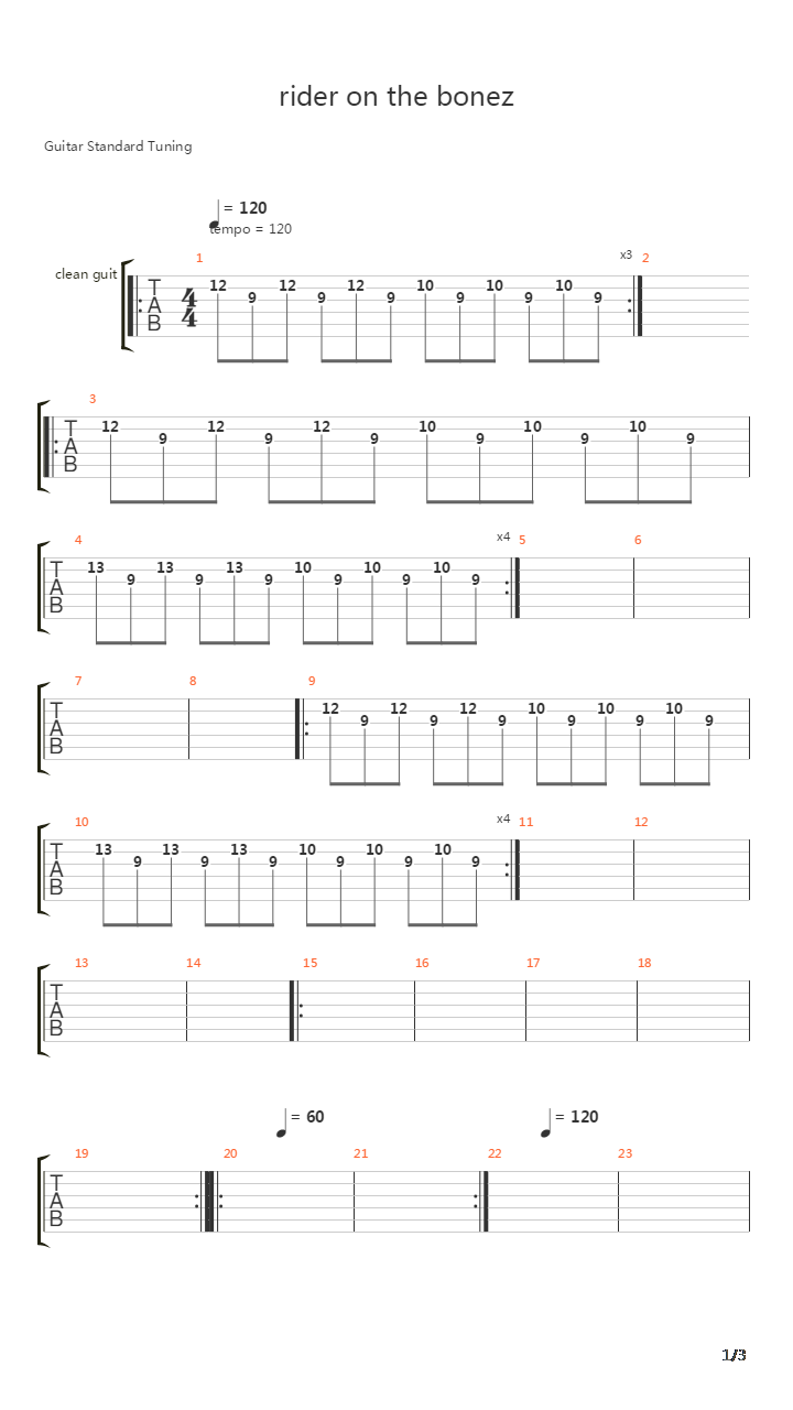 Rider On The Bonez吉他谱