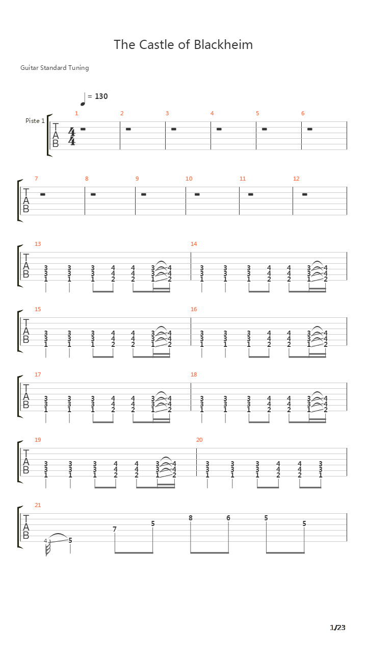The Castle Of Blackheim吉他谱