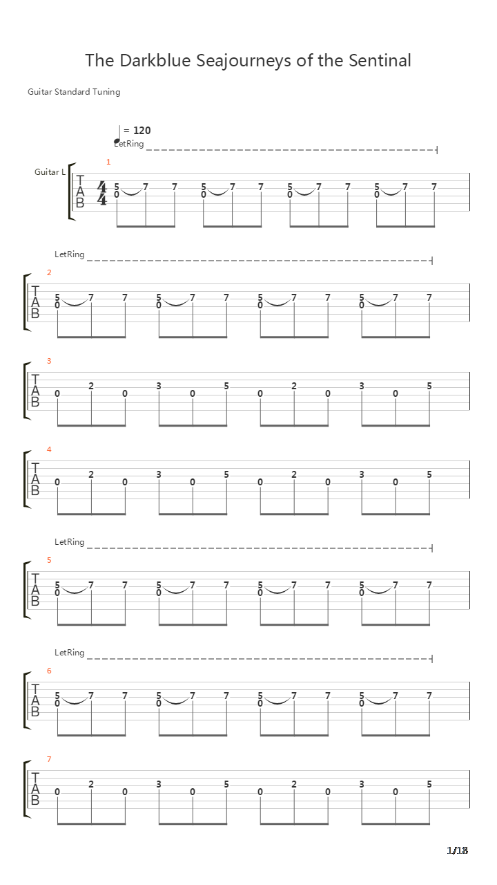 The Darkblue Seajourneys Of The Sentinel吉他谱