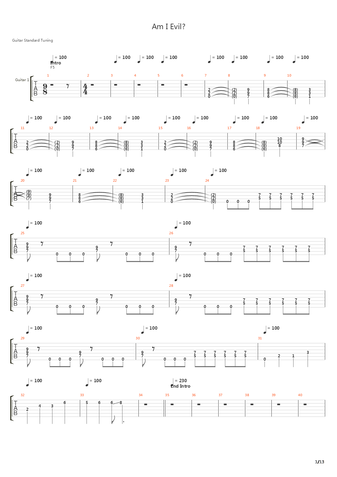 Am I Evil吉他谱