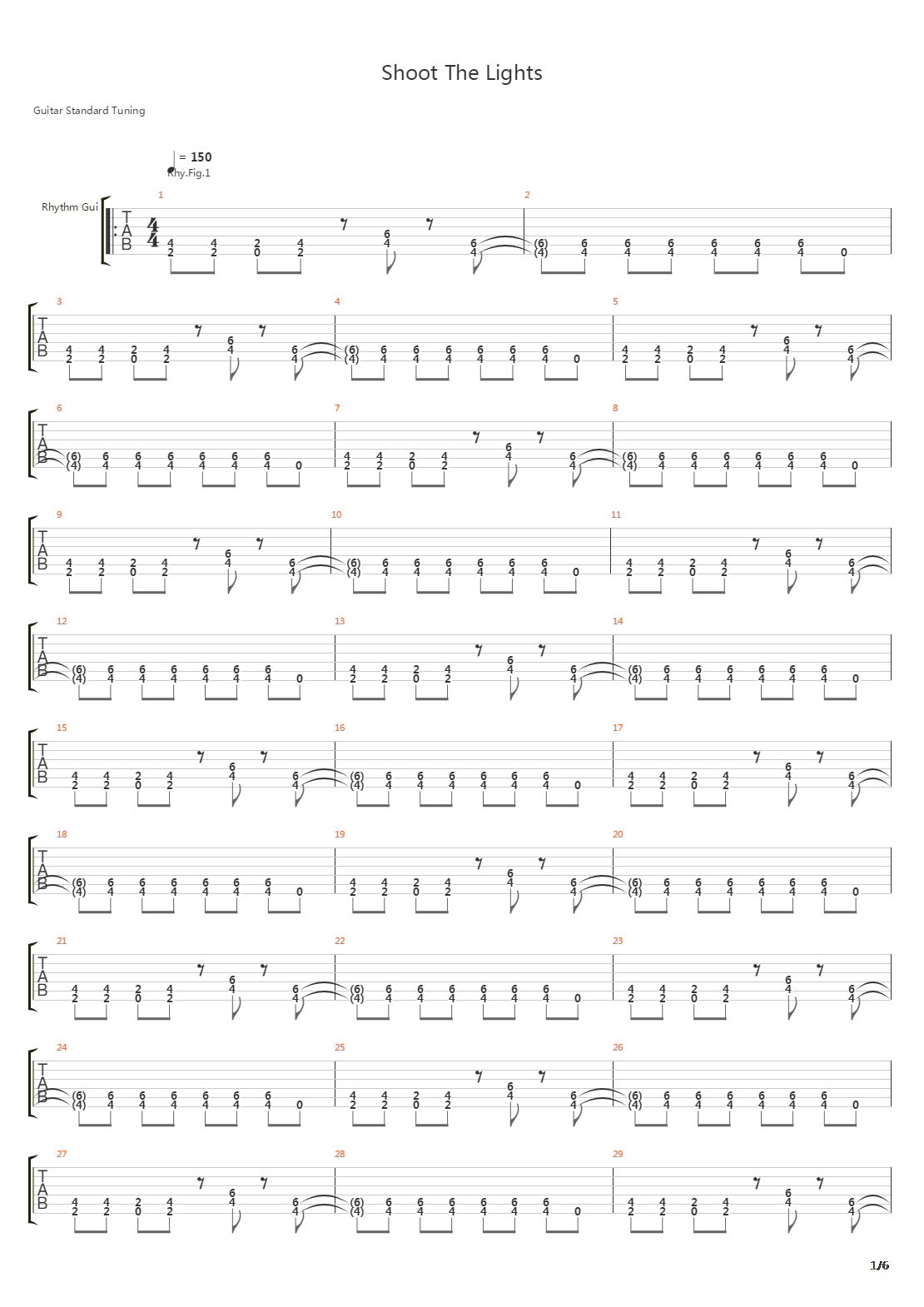 Shoot The Lights吉他谱