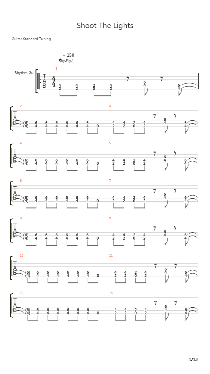 Shoot The Lights吉他谱