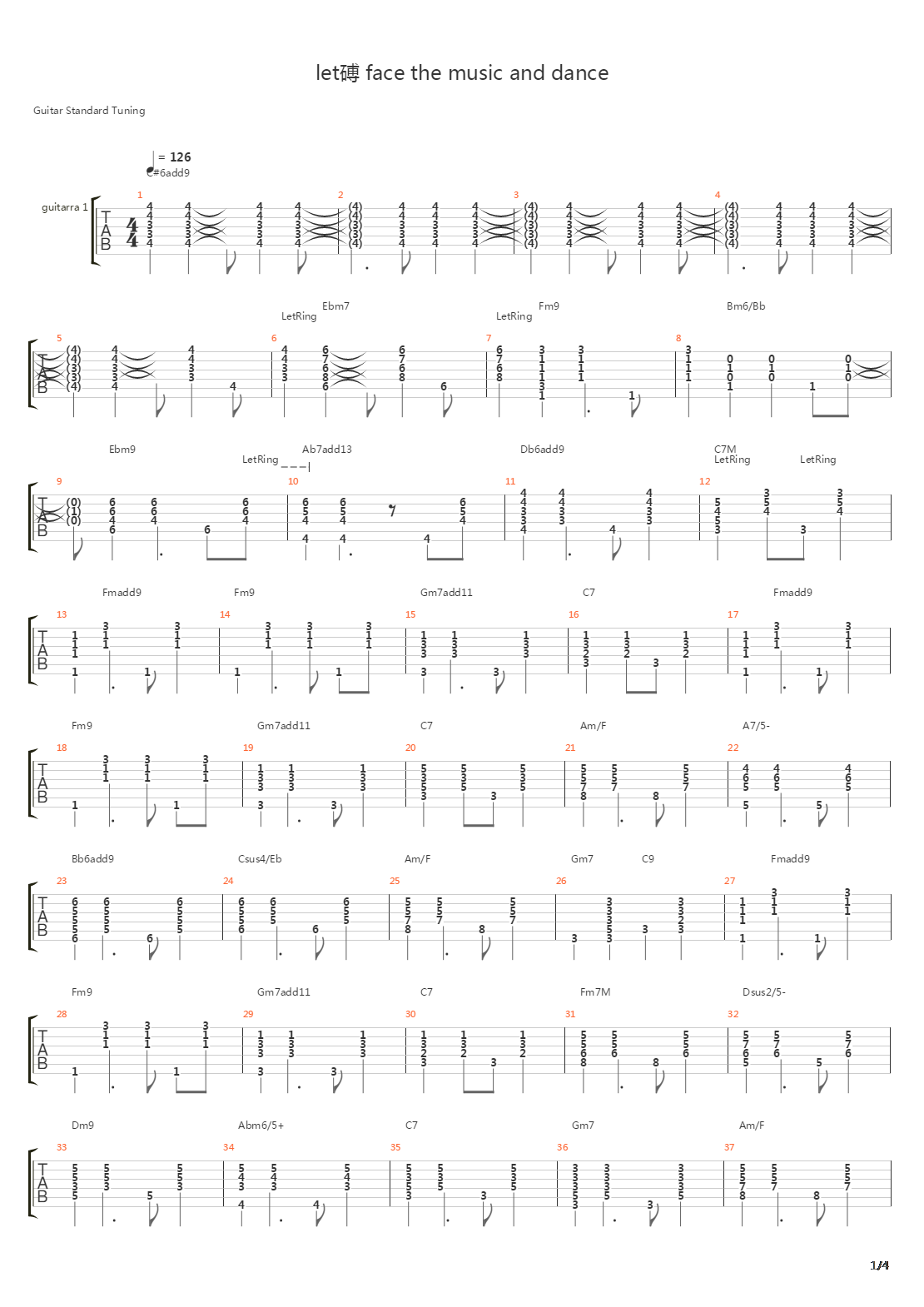 Lets Face The Music And Dance吉他谱