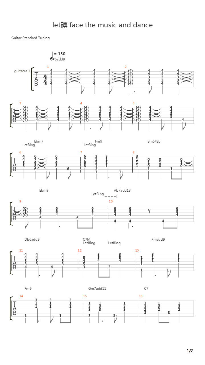 Lets Face The Music And Dance吉他谱