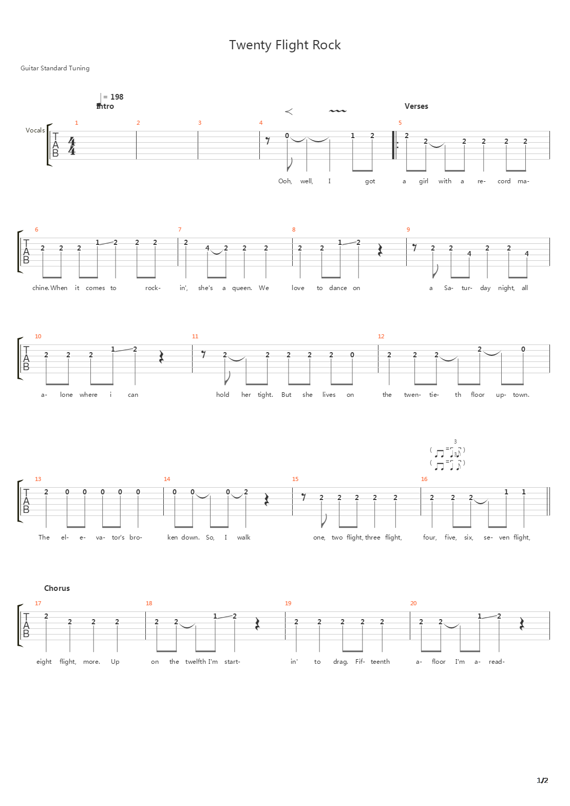Twenty Flight Rock吉他谱