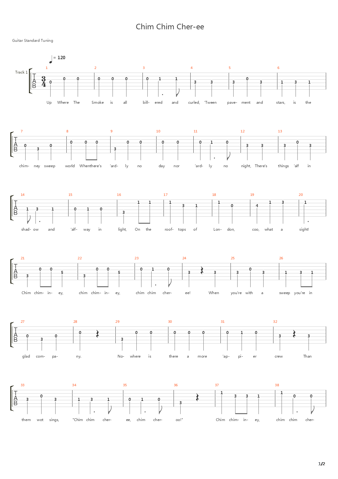 Chim Chim Cher-ee吉他谱