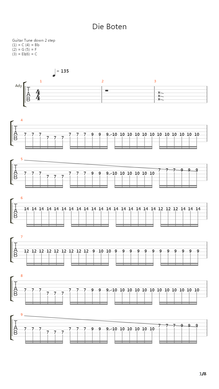 Die Boten吉他谱