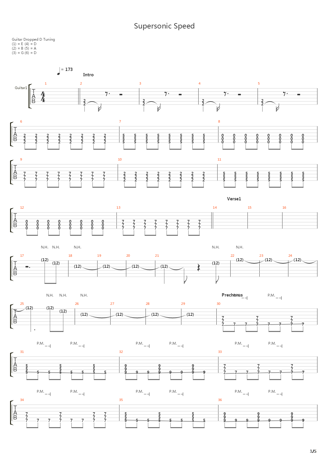 Supersonic Speed吉他谱