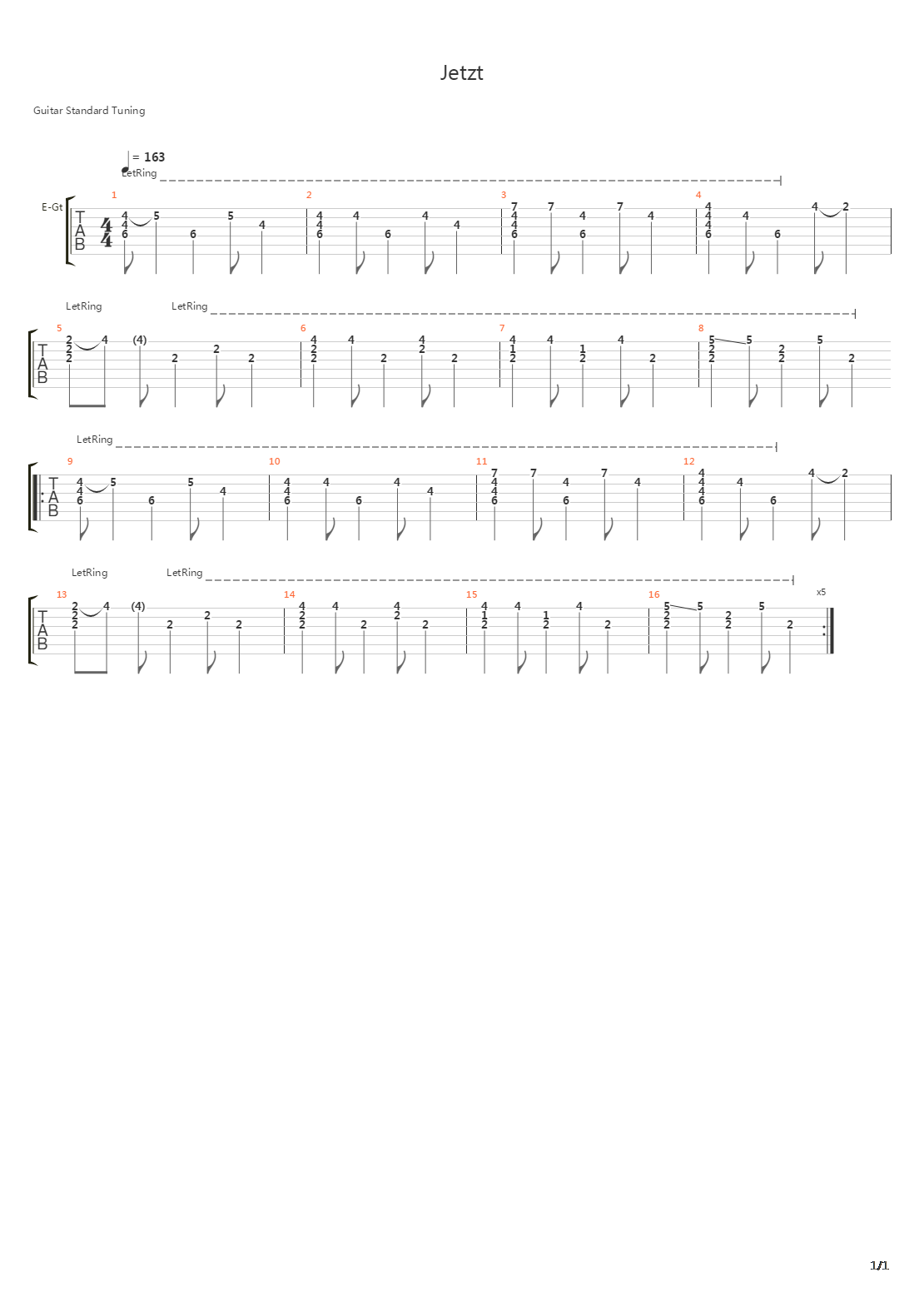 Jetzt吉他谱