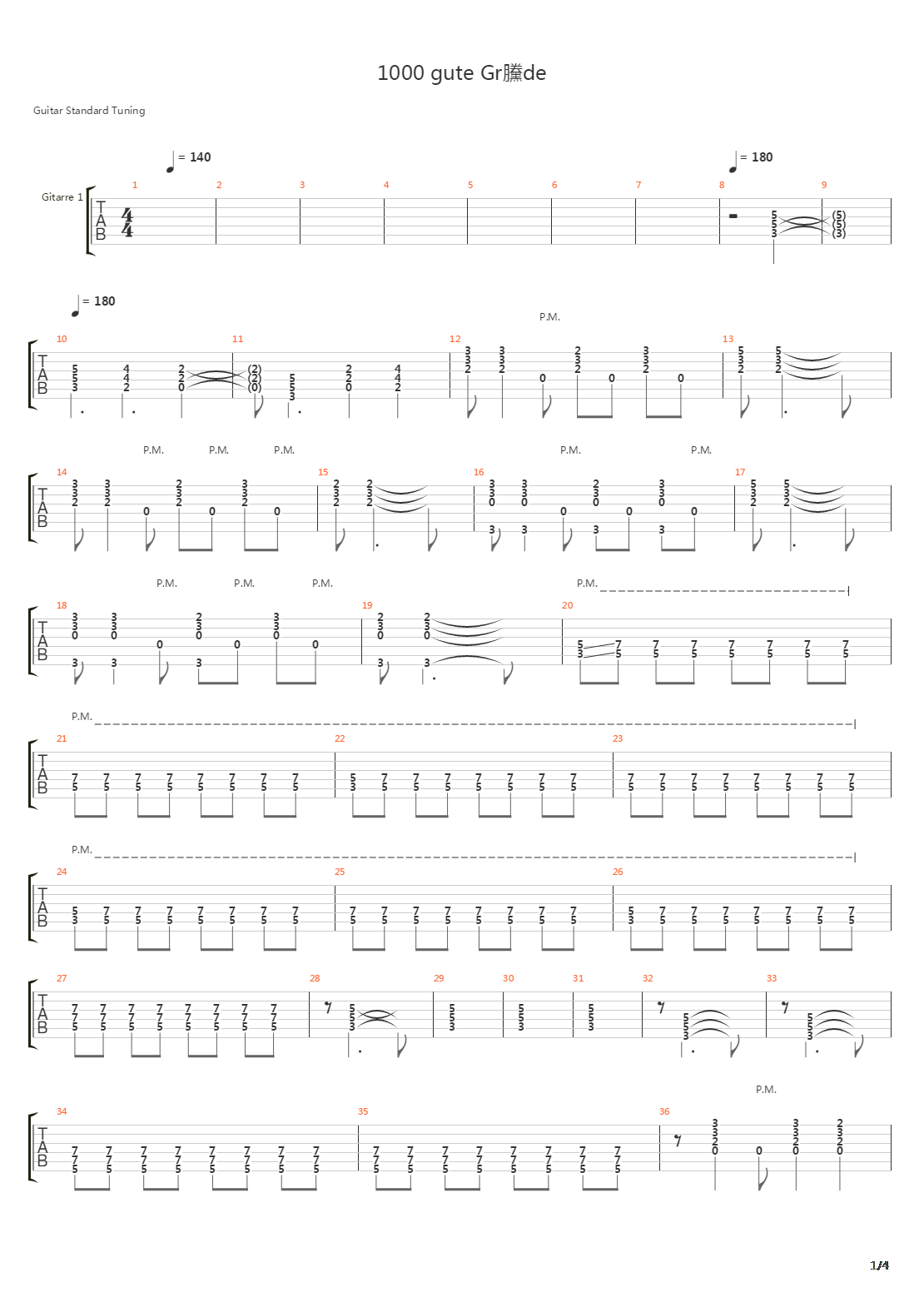 1000 Gute Gruende吉他谱