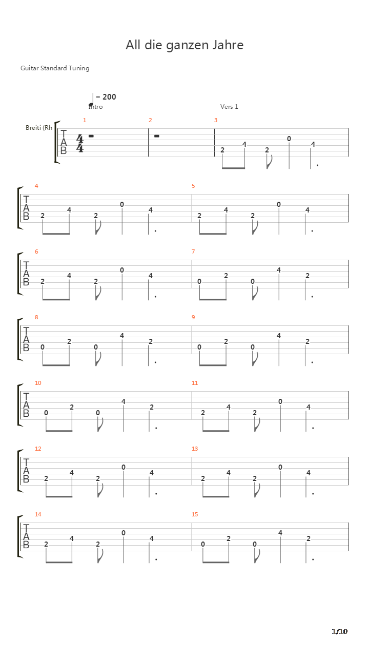 All Die Ganzen Jahre吉他谱