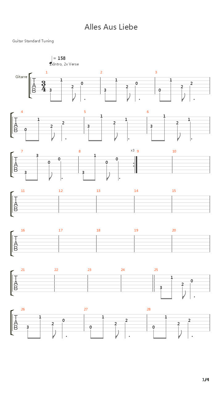 Alles Aus Liebe吉他谱