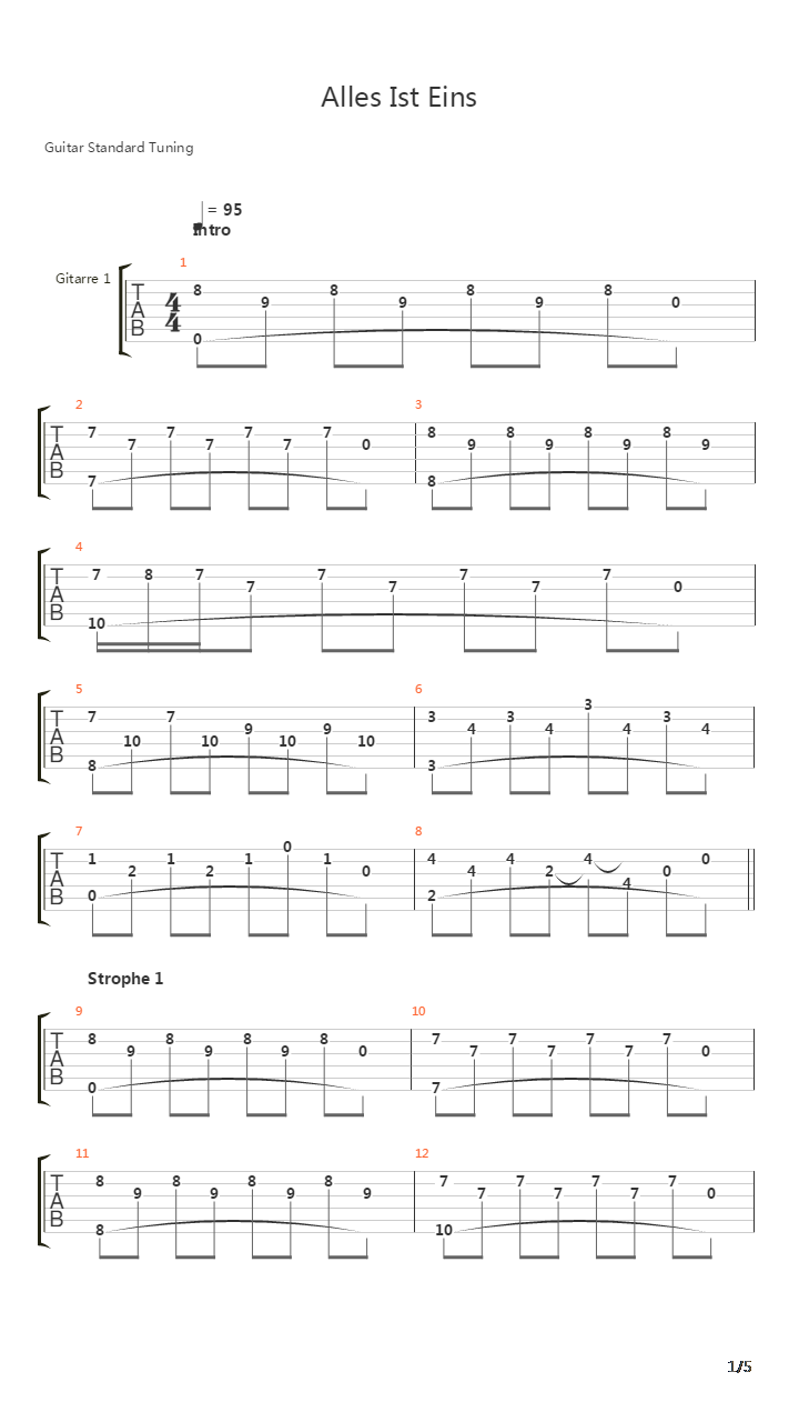 Alles Ist Eins吉他谱
