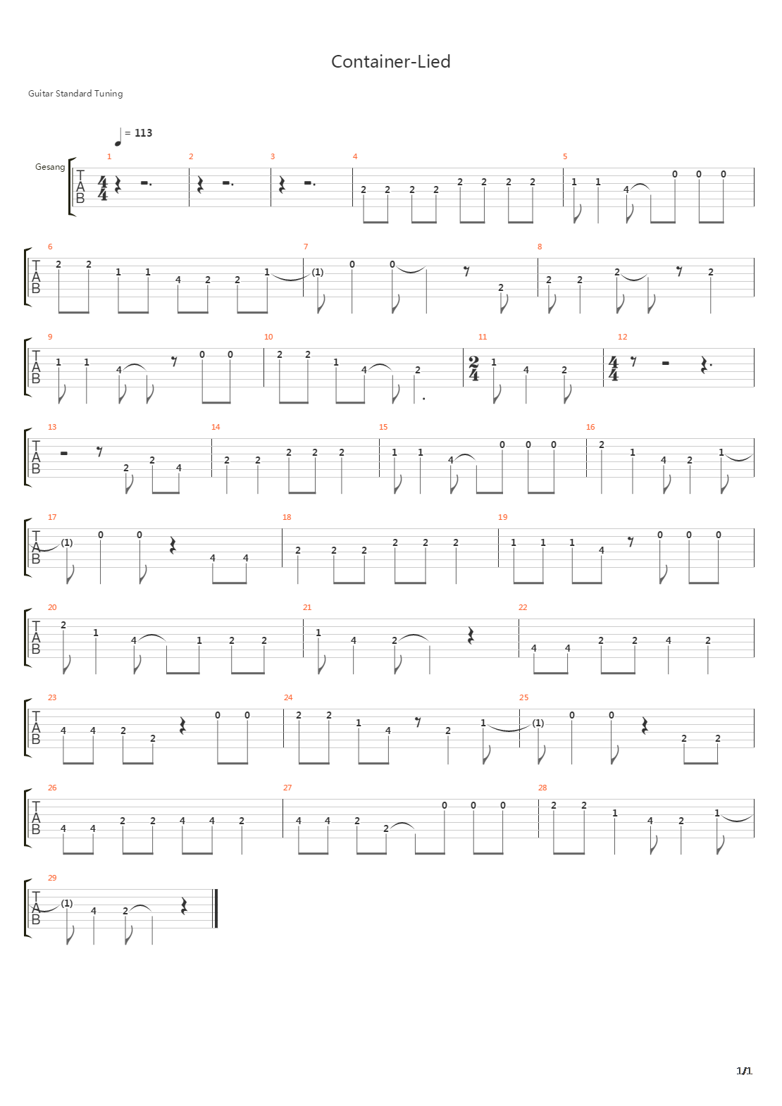 Container-lied吉他谱