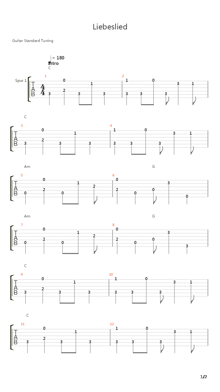 Liebeslied吉他谱