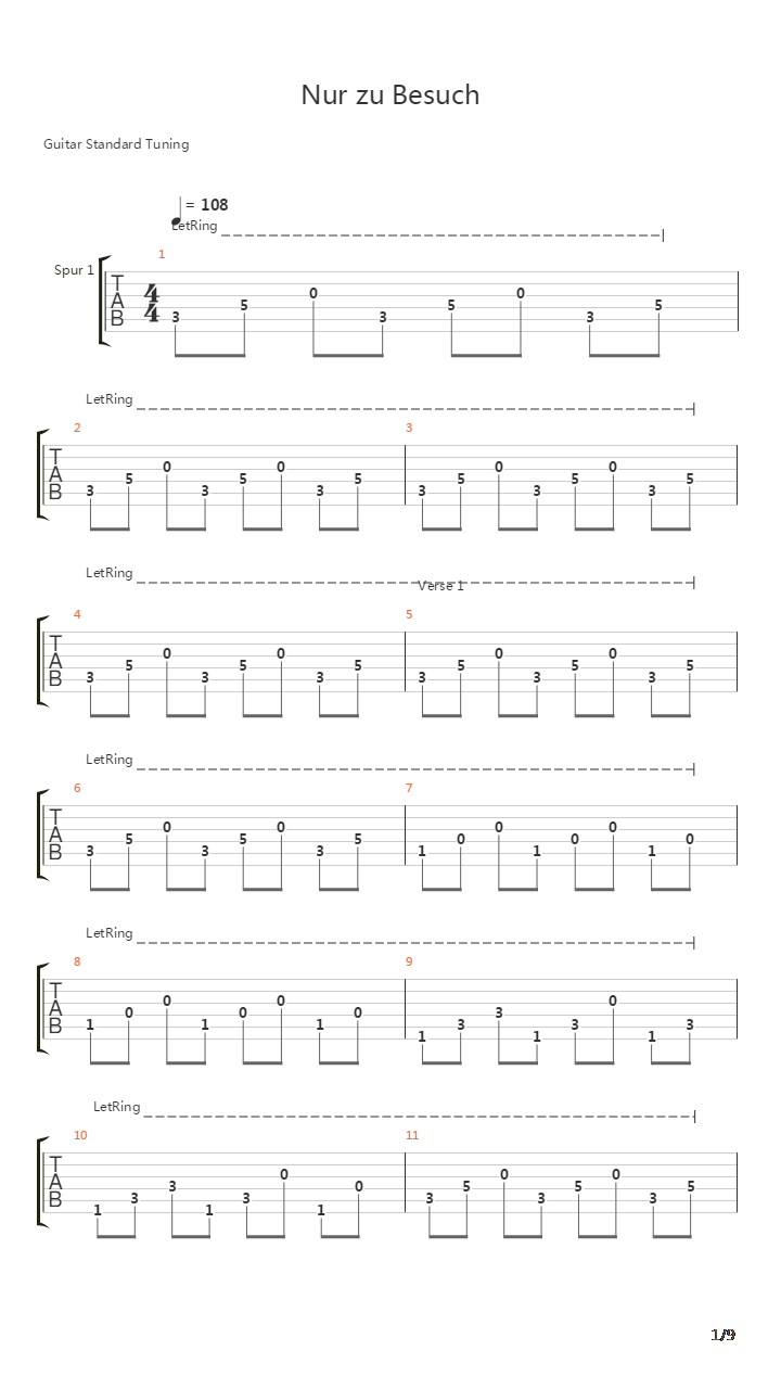 Nur Zu Besuch吉他谱