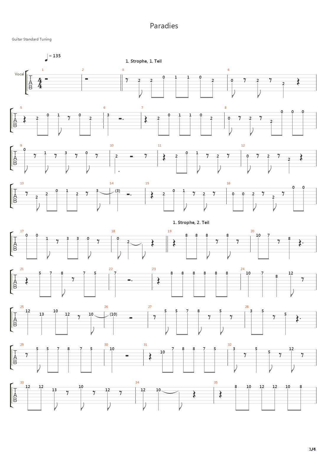 Paradies吉他谱